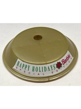 VTG MATTEL Happy Holidays Barbie Special Edition Gold Plastic 4" Doll Stand BASE